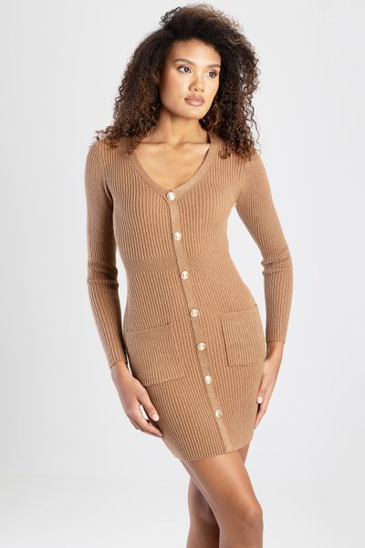 Sissy Boy Luna Mini Lurex Knit Dress With Button Details