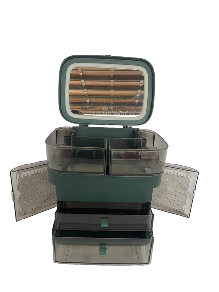 Rechargeable LED Mirror Makeup Cosmetic Box-Organizer