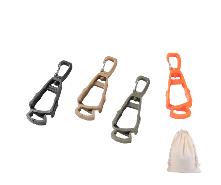 Camping Carabiner Clip Set with Drawstring Bag - Utility - Outdoor - 4 Pack