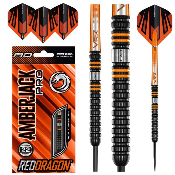 RED DRAGON Amberjack Pro 1 Premium Tungsten Darts Set with Flights &amp; Stems