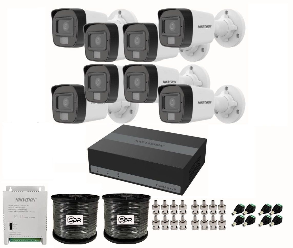 Hikvision 8 Channel ESSD 3K 5MP Smart Hybrid Kit with Audio - Built-in 1024GB ESSD
