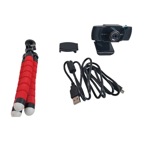 HD 1080P USB PC Webcam with Tripod &amp; Microphone - Black