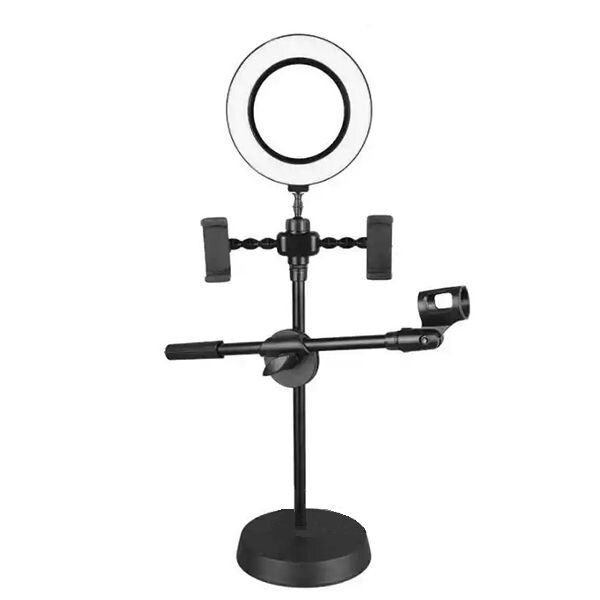 xTek Ring Light 9 Inch With Microphone Stand and 2 Phone Holder