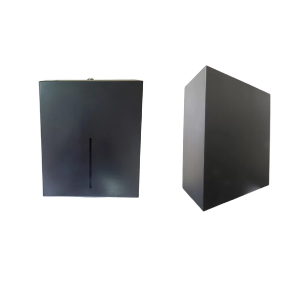 C-Fold Mild Steel Paper Towel Dispenser &amp; 21L Large Wall Bin Combo - Black