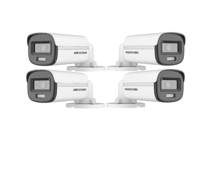Hikvision 24/7 Color Metal Bullet | Smart Hybrid Light &amp; Audio | 4 Pack