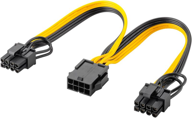 MicroWorld PSU Female 8Pin PCIe to Dual Male 8pin (6+2Pin) Splitter Cable
