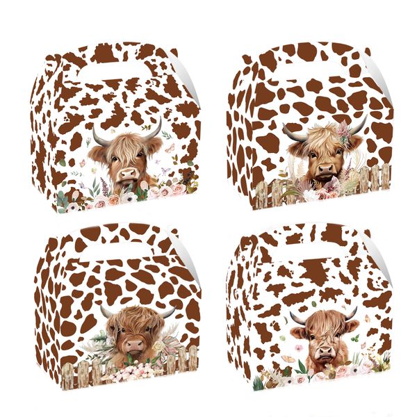 Party Favor Boxes - Highland Cow Theme - 12 Boxes
