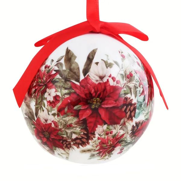 8cm Pointsettia Flowers Decoration Christmas Tree Baubles - 12pcs