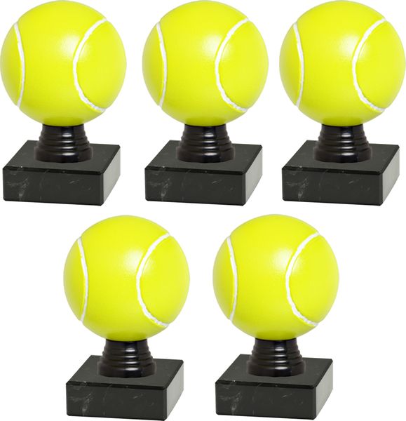 Tennis Ball Figurine Trophy with Marble Base - Kit of 5