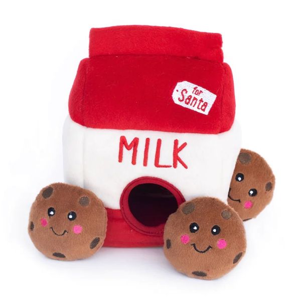 ZippyPaws Zippy Burrow Interactive Hide &amp; Seek Dog Toy - Santa's Cookies