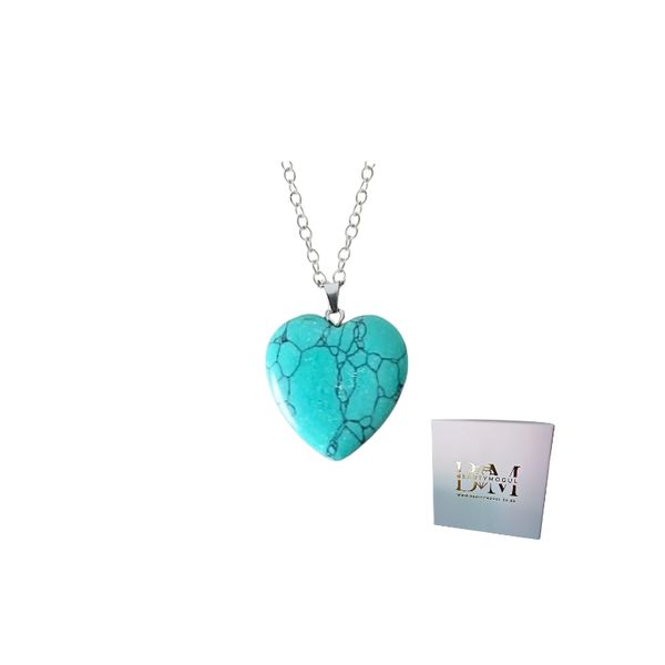 Blue/Turquoise Howlite Heart Gemstone Necklace