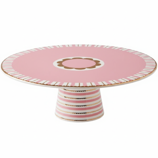 Maxwell &amp; Williams Pink Footed Cake Stand with Gold Detailing 28 cm
