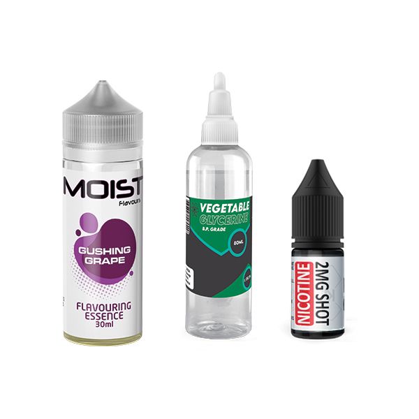 120ml Moist Vape Juice DIY Longfill Kit - Gushing Grape - 2mg
