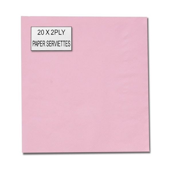Serviettes - Napkins - Pink - 2 Ply - 33cm - 20 Pack - 20 Pack