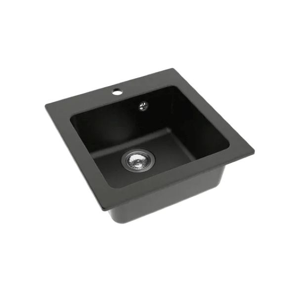 Single Bowl Square Kitchen Sink 46.5x47.5x18cm Black