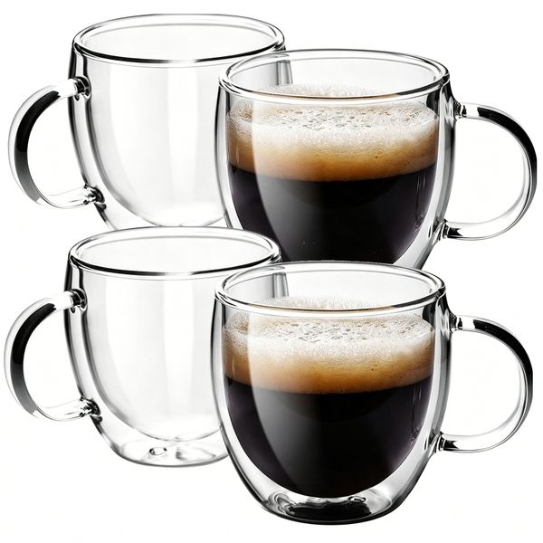 4 Piece 150ml Glasses Drinking Coffee Cups Double Wall Coffee Mug Tea Glass