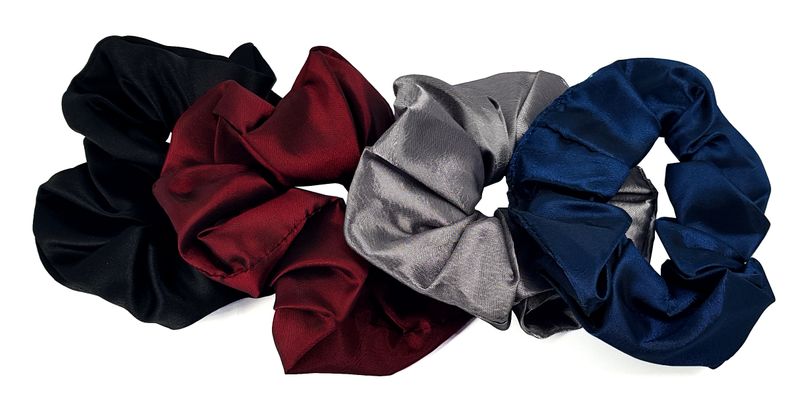 Satin Hair Scrunchies - 4 Pack