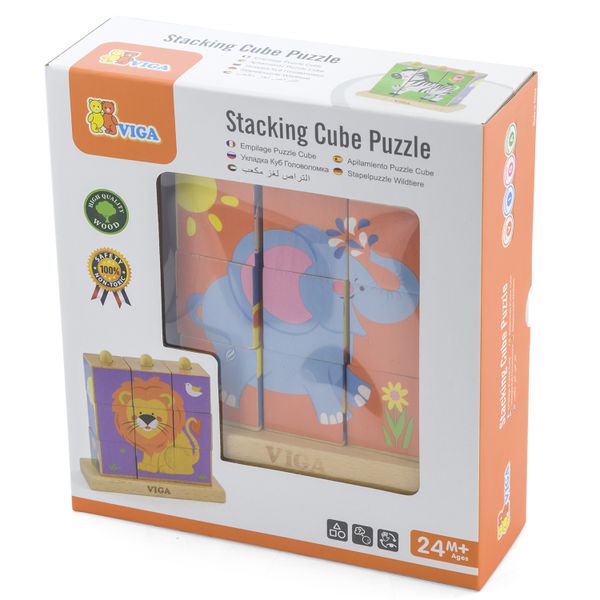 VIGA Stacking Cube Puzzle - Wild Animals