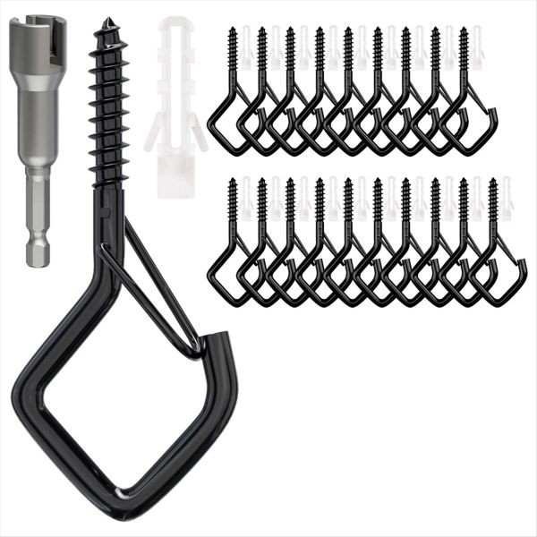 Screw Hooks with Safety Buckle, Heavy Duty Ceiling Hooks for Hanging Outdoo