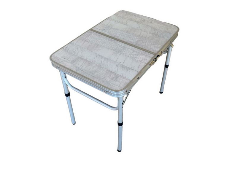 Camping Portable Folding Aluminum Alloy Table- White Wood Grain Top