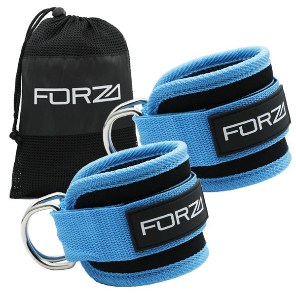 FORZA Premium Adjustable Ankle Straps (Pair) for Gym Cable Machine &amp; Pulley