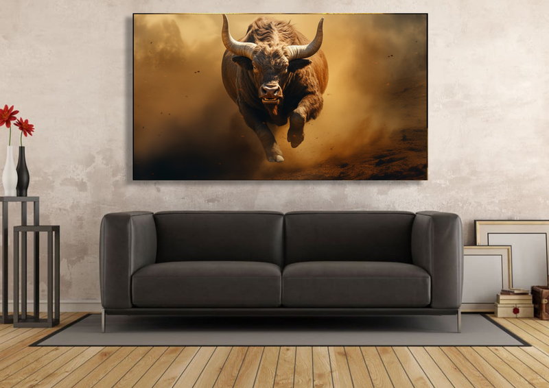 Canvas Wall Art - Bull in the Wild Abstract - IM0239