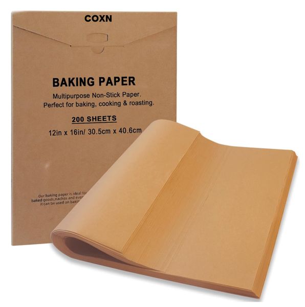 Coxn - 200 Piece Parchment Paper Sheets, 30x40cm Baking Paper Non-Stick