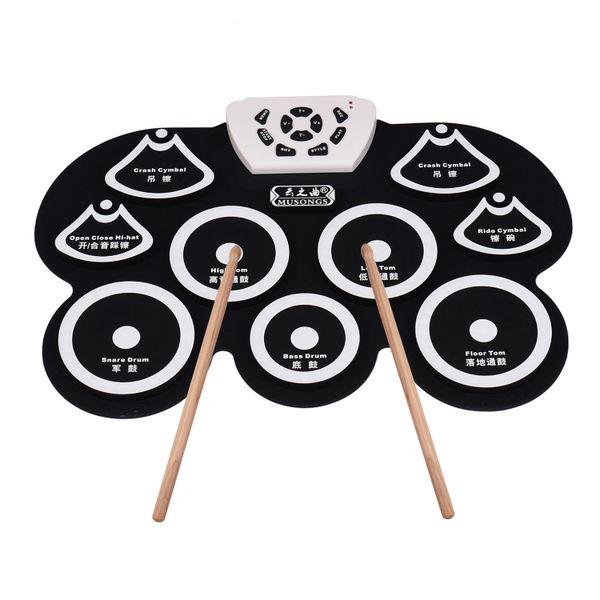USB Digital Drum Pad with Silicone Roll-Up Design