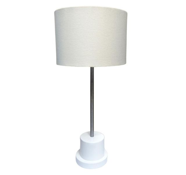 White Base Table Lamp with Off White Shade