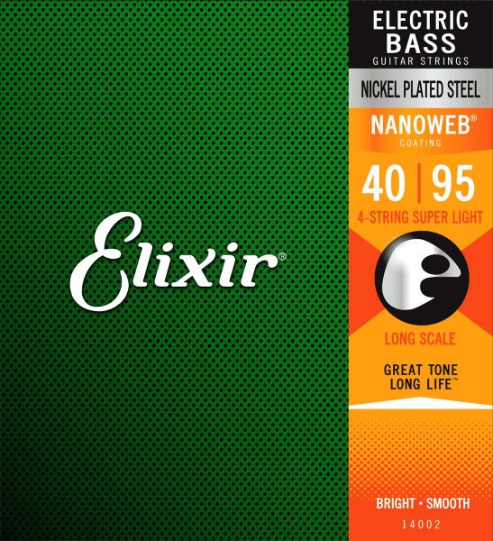 Elixir 14002 4 String Bass Super Light Long Scale Nickel Plated Steel Nano