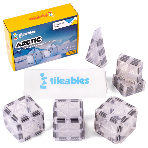 Tileables - Transparent Magnetic Tiles (45 Pieces With Travel Bag)