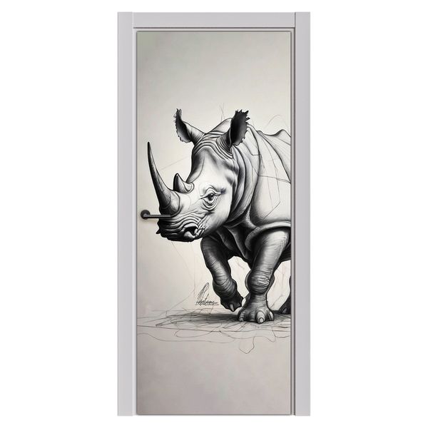Decoupage - Rhino Unraveling By Nathan Pieterse Door