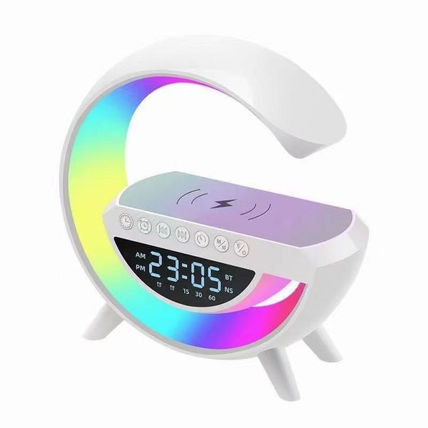 Wireless Charging Table Lamp - Bluetooth Speaker &amp; Digital Clock 2-in-1
