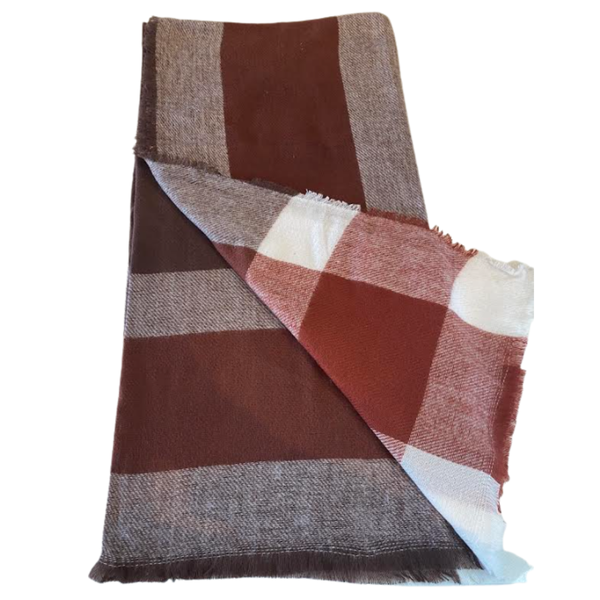 Geometric Print Raw Hem Scarf