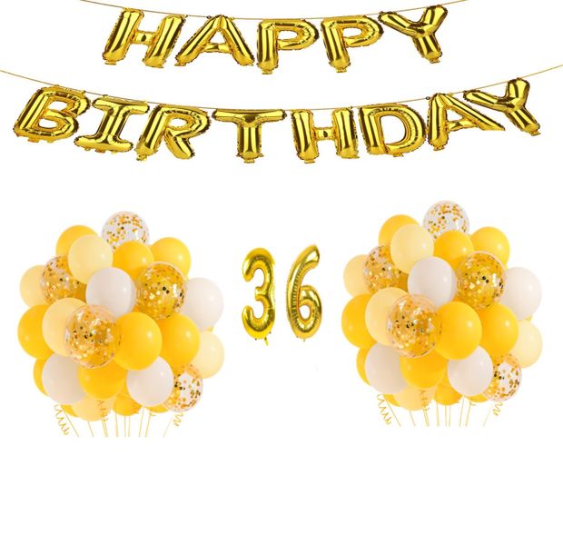 Yellow and Gold Balloon Set 36 years