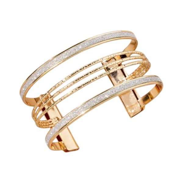 Frosted Glitter Hollowed-Out Bangle Bracelet - Gold