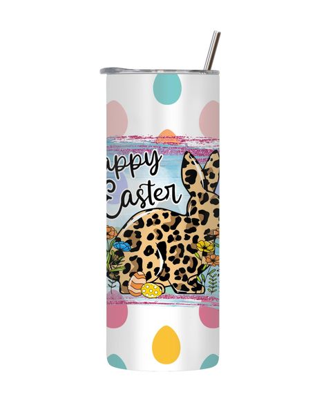 Leopard Bunny 20 Oz Straight Skinny Tumbler Easter Graphic Present 082