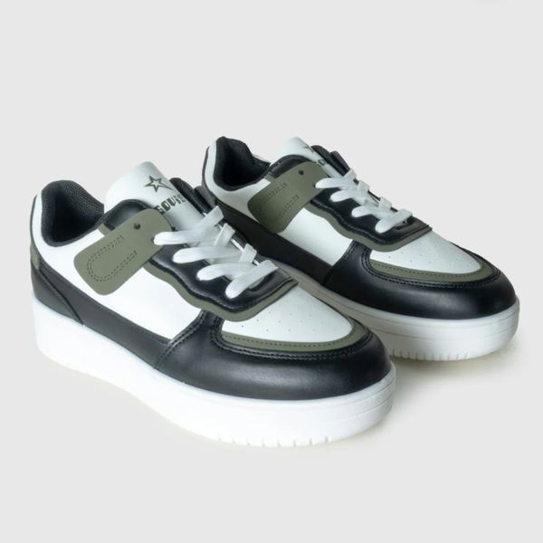 Soviet Women's Black/Olive PU Chunky Sole Lace-Up Sneaker