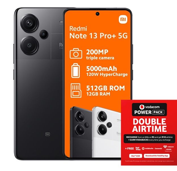 Xiaomi Redmi Note 13 Pro+ 5G 512GB - Midnight Black + Vodacom SIM Card Pack