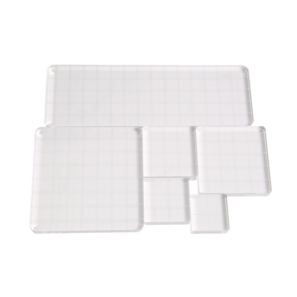 6Pcs Stamp Blocks Acrylic Clear Stamping Tools with Grid Lines