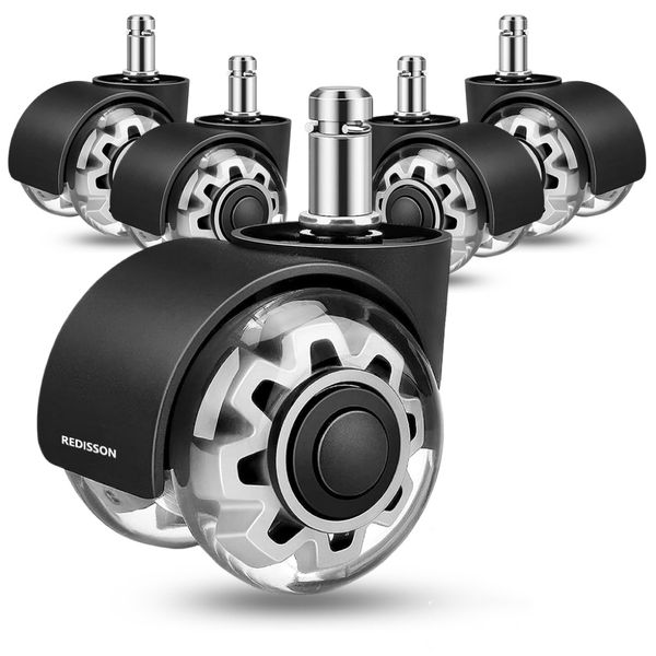 Office Chair Wheels-2 Inch Heavy Duty Caster Wheels,Double Wheel (Set Of 5)