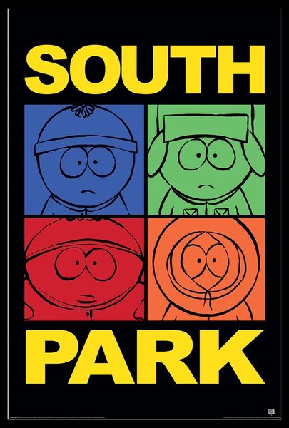 South Park (Block Colour) Poster with Black Frame