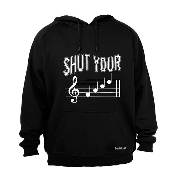 Shut Your Music Note! Mens Hoodie - Black
