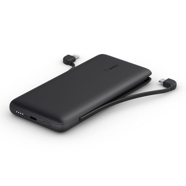 Belkin BOOSTCHARGE Plus 10K Portable Charger Power Bank (10,000 mAh with Integrated Lightning (MFI) and Integrated USB-C Cables and Additional USB-C