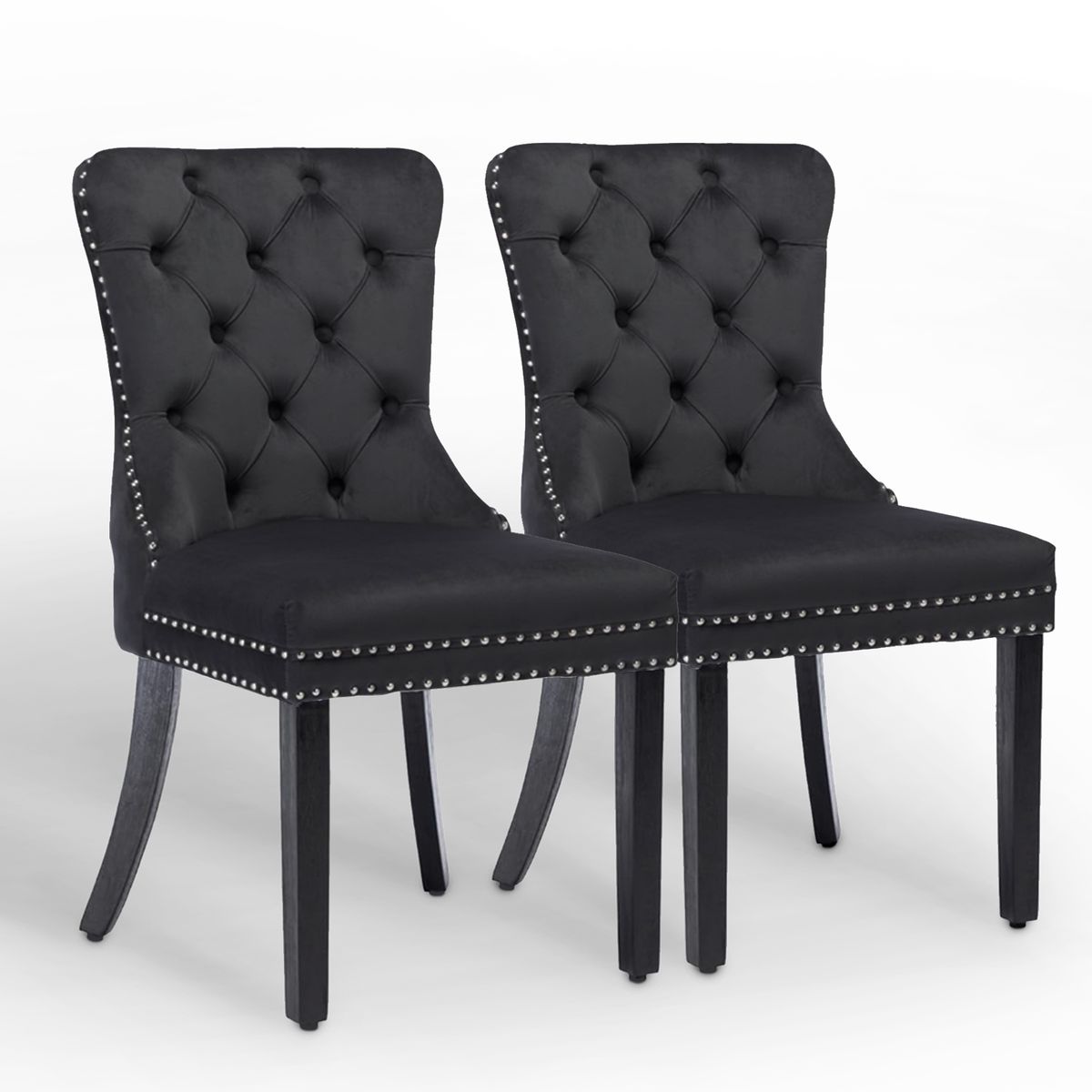 Dining Chairs Bar Stools Set of 2 Velvet Wood Leg Sandy Chair