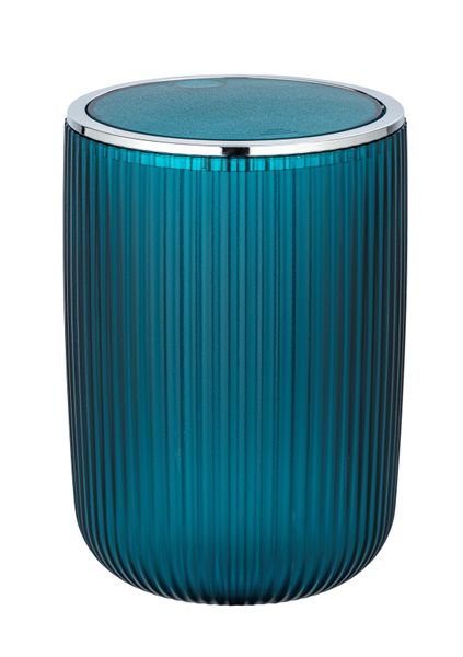 Wenko - Swing Cover Bin 5.5L - Agropoli - Petrol Blue - Frosted Plastic