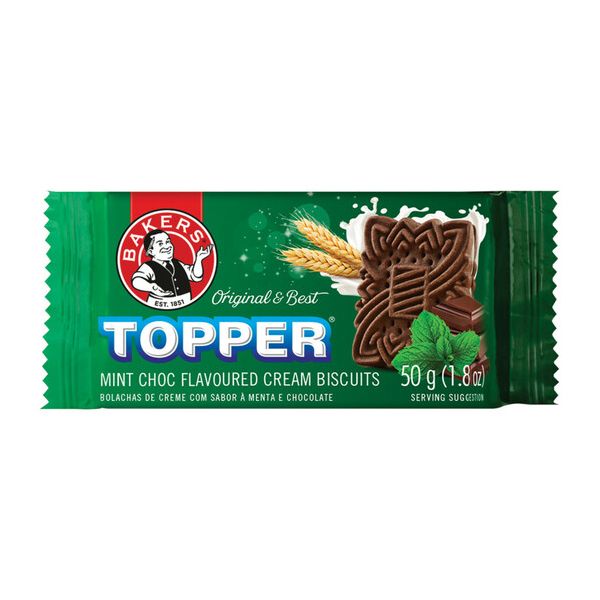 Bakers Toppers Mint Chocolate 50g - 16 Pack | Refreshing Chocolate Snack