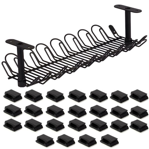 Home Office Computer Cable Clips &amp; Wifi Modem Storage Rack Set of 26(36cm)
