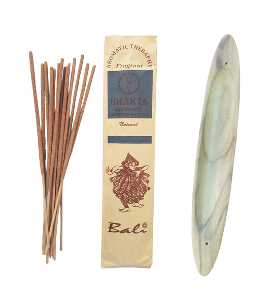 Incense Holder Wooden Canoe with 20 Incense Sticks