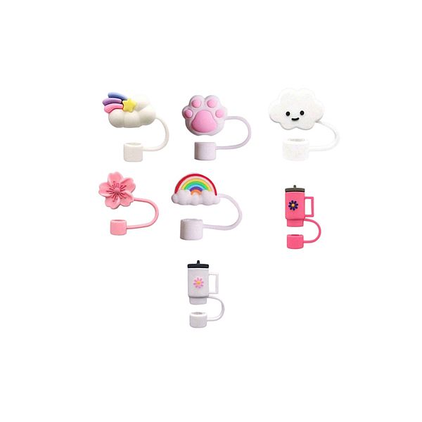 7 Piece Cartoon Reusable Straw Covers - 10mm Reusable Straw